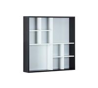 Inter Link - Vitrine - Vitrine murale - Coffret de présentation - Vitrine de collection - Vitrine sans verre - Etagère murale - 10 compartiments - Collector - Decem - MDF noir/blanc - 70 x 13 x 70 cm
