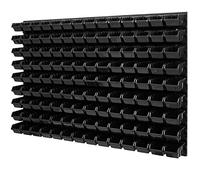 Étagère murale Boîtes empilables - 1152 x 780 mm - 126 pièces - Système de rangement - Panneau perforé à outils - Étagère à godets (noir)
