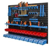 Étagère murale - Botle - 115 x 78 cm - 24 boîtes - Couvertures rouges et bleues - Plastique