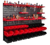 Étagère murale - BOTLE - 115x78 cm - 32 pcs - Rouge et Noir - Caisses empilables