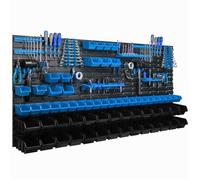 Étagère murale - BOTLE - 173x78cm - 63 Boîtes - Couleur bleu et noir