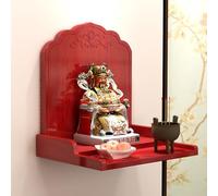 Étagère murale Bouddha - Sanctuaire moderne en bois pour décoration d'intérieur, table d'offrande peu encombrante pour Guan Gong, dieu de la richesse, armoire de niche pagode