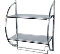 Étagère murale, chrome, 2 rayons en métal perforé - chrome Métal G