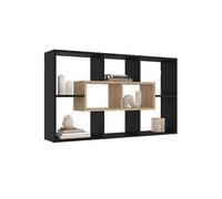 IDMarket – Étagère murale Colette avec 8 compartiments noir et effet bois