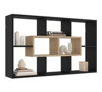 Etagère murale COLETTE avec 8 compartiments noir et effet bois Noir G