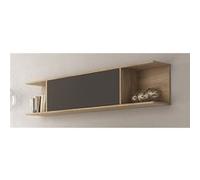 Etagere murale coloris chene cambrian, graphite- Longueur 160 x Profondeur 27.8 x Hauteur 35.2 cm - PEGANE - Bois G