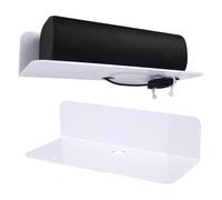 Étagère murale compacte - Lot de 2 organiseurs de rangement en métal pour le salon | Acier revêtu avec supports cachés, supports de bord à lèvres, gadgets de décoration pour articles de toilette pour