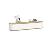 IDMarket - Etagère Murale Console d'entrée Leora 1 Porte Blanc et Effet Bois
