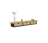 IDMarket - Etagère Murale Console entrée Lise 3 tiroirs Effet Bois et Noir