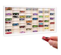 Creative Deco Étagère Murale Blanche en Bois pour Voitures Miniatures - 80 Compartiments Ajustables | Vitrine de Collection Verticale | Organisateur 80 x 41 x 5,5 cm
