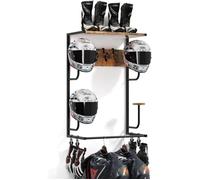 Étagère Murale Cuisine,SUPPORT de Porte-Casque Mural Moto Rétro | Support avec Planche Bois, 4 Pattes et Crochets