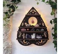 Étagère Murale D'affichage En Cristal De Planchette Pour La Pierre Bois Forme De Coeur Art Mural Boho Sorcière Gothique Étagères Flottantes Wiccan Ouija Vintage Païen Cristal Titulaire Art Décor