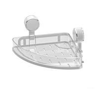 Étagère murale d'angle avec support à ventouse pour rangement de salle de bain, sans perçage, pour organiser les articles de toilette (blanc)