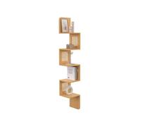 IDMarket - Etagère Murale d'angle EDHEN 5 Niveaux Bois et cannage