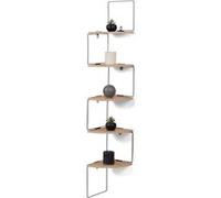 IDMarket Étagère murale d'angle ISA 5 niveaux bois et métal design industriel