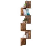 IDMarket – Étagère murale d'angle ISA 5 niveaux façon Bois Vieilli