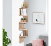 Etagère Murale D'angle Isa 5 Niveaux Façon Hêtre