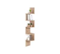 IDMarket - Etagère Murale d'angle ISA 5 Niveaux façon hêtre