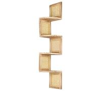 Etagère Murale d'angle Moderne 4 Niveaux Salon Bureau Bibliothèque Bois Clair Alder