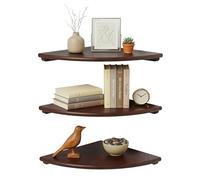 Étagère Murale d'angle Relaxdays, H x L x P : 3 x 25 x 25 cm, Noyer, Salon, déco, Charge : 5 kg, Brun foncé