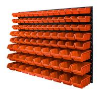 Panneau porte - outils 116 x 78 cm 91 boîtes de Rangement empilables en Plastique bacs a bec en orange pour Garage, Atelier, Banc de traiavail, system murale modulable, crochets a outils, supports