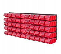 KADAX Étagère d'atelier, 116 x 39 cm, étagère murale à outils, en plastique robuste, système de stockage résistant aux UV, plaques murales extensibles, atelier ou jardin (rouge, 50 pièces) K7708