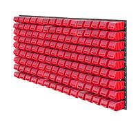 Étagère murale d'atelier KADAX, panneaux muraux, 156 x 78 cm, rouge, 135 pièces