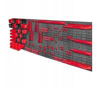 KADAX Grande étagère murale à outils, système de stockage 232 x 78 cm, en plastique robuste, système modulaire résistant aux UV, plaques murales extensibles, étagère d'atelier (rouge, 122 pièces)