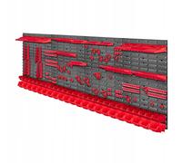 KADAX Lot de 140 Grande étagère murale à outils, système de stockage 232 x 78 cm, en plastique robuste, système modulaire résistant aux UV, plaques murales extensibles, étagère d'atelier (rouge)