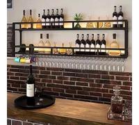 Étagère murale de bar avec lumière LED et support en verre pour maison, mini bar et cave à vin