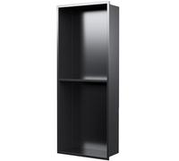 Étagère murale de douche en acier inoxydable 304 noir - Économie d'espace - Rangement intégré élégant pour hôtels - Design durable - 1200 x 600 mm - Pour un usage domestique