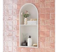 Étagère murale de douche en acier inoxydable à double arche encastrée pour un rangement élégant et design étanche