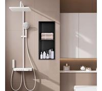 Étagère murale de douche en acier inoxydable - Design double encastré pour bouteilles et articles de toilette - Pas besoin de carrelage - Solution de rangement peu encombrante pour salle de bain