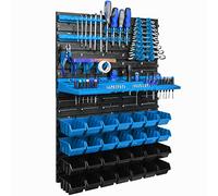 Étagère murale de rangement 58 x 78 cm - Supports à outils - 28 boîtes empilables - Boîtes de rangement - Panneaux muraux extra solides - Étagères extensibles - Étagère de rangement pour atelier Stec