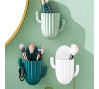 Étagère murale de rangement en forme de cactus pour brosses à dents, peignes et pinceaux de maquillage - adhésive, sans marque, en plastique, sans perçage. Boîte de rangement murale en forme de cactus