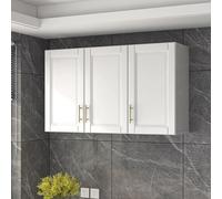 Étagère murale de salle de bain - Armoire de rangement compacte pour toilettes avec manchon d'absorption et étagère de cuisine sans perforation, clapier mural réglable avec portes (90 x 30 x 60 cm)