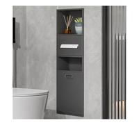 Étagère murale de salle de bain en acier inoxydable brossé avec poubelle - Solution de rangement peu encombrante - 30 x 86 x 14 cm - Pour salle de bain moderne