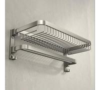 Étagère murale de salle de bain en aluminium - Étagère de douche pliable pour serviettes et accessoires, gain de place et durable, finition argentée, 60 cm, parfaite pour les petites salles de bains