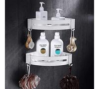 Étagère murale de salle de bain, étagère d'angle pour salle de bain, sans clous, étagère à cosmétiques à levier unique, étagère de salle de bain, étagère d'angle pour douche, étagère d'angle en