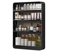 Étagère murale de salle de bain - Multifonction, sans perçage, gain de place, pour salle de bain, cuisine et salon (noir, 70 cm)