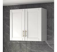 Étagère murale de salle de bain - Petit meuble de toilette avec manchon d'absorption - Étagère de rangement sans perforation - Clapier de cuisine avec portes (80 x 30 x 60 cm)