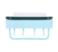 Étagère murale de salle de bain sans poinçon, support de rangement pour shampoing, nettoyant pour le corps, accessoires de rangement, style japonais, installation d'autocollants (Bleu clair)