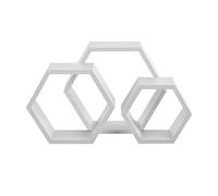 [en.casa] Etagère murale en 3 pièces blanc mat design rétro model 8