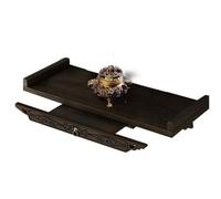 Étagère murale décorative - Table d'autel de Bouddha, support de rangement double couche, fonction de charge robuste, fournitures de décoration d'intérieur zen, support flottant pour salon et bureau