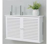 Étagère murale décorative WiFi avec boîte de rangement, organiseur de routeur blanc pour une décoration d'intérieur élégante et un espace de vie sans encombrement