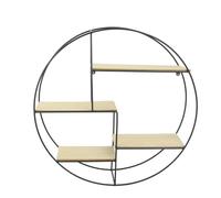 Home deco factory Étagère industrielle ronde bois et métal 50 cm Noir