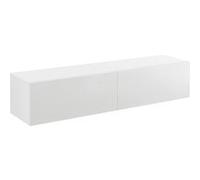 [en.casa] Étagère Flottante Support TV avec 2 Compartiments Fermés Meuble de Rangement Élégant Capacité de Charge jusqu'à 25 kg pour Salon Chambre Panneau de Particules 140 x 33 x 30 cm Blanc Brillant