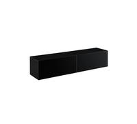 Etagère Murale Design Meuble Support TV Stylé avec 2 Tiroirs Capactié de Charge jusqu'à 25 kg Panneau de Particules Mélaminé 140 x 33 x 30 cm Noir