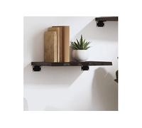 Etagère Murale, Dessus de Table avec Bord Vivant, Tablette Suspendue Flottante, Rustique, Gris Foncé Bois Chêne Massif Traité