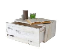 Étagère murale Dinant, avec tiroir, 21x46x30cm style shabby, vintage blanc